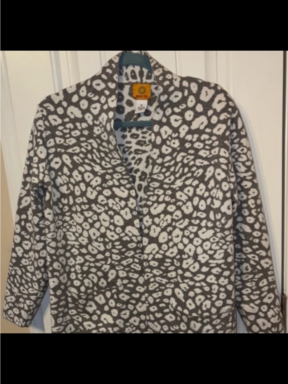 Ruby Rd. Grey and White Leopard Teddy Jacket